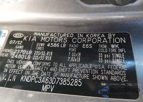 2013 Kia Sportage Sx z USA, uszkodzony, nr VIN KNDPC3A63D7385285